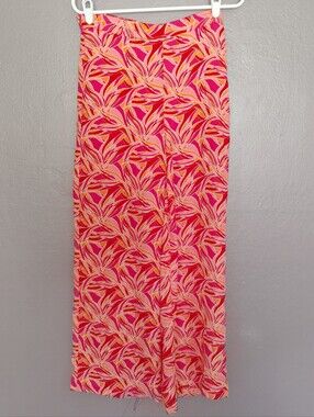 Ashley Park Pink Tropical Beach Pant Wide Leg Size 2